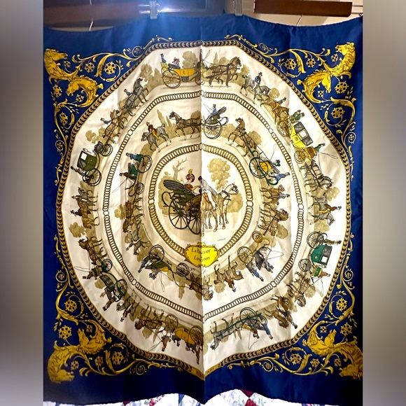 Hermes Vintage Silk Scarf Carre 90 "La Promenade De Longchamps" By P.Ledoux - Picture 1 of 11